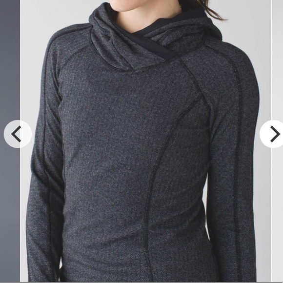 lululemon athletica Tops - Lululemon Think Fast Hoodie
Heathered Herringbone Heathered Black Black / Black